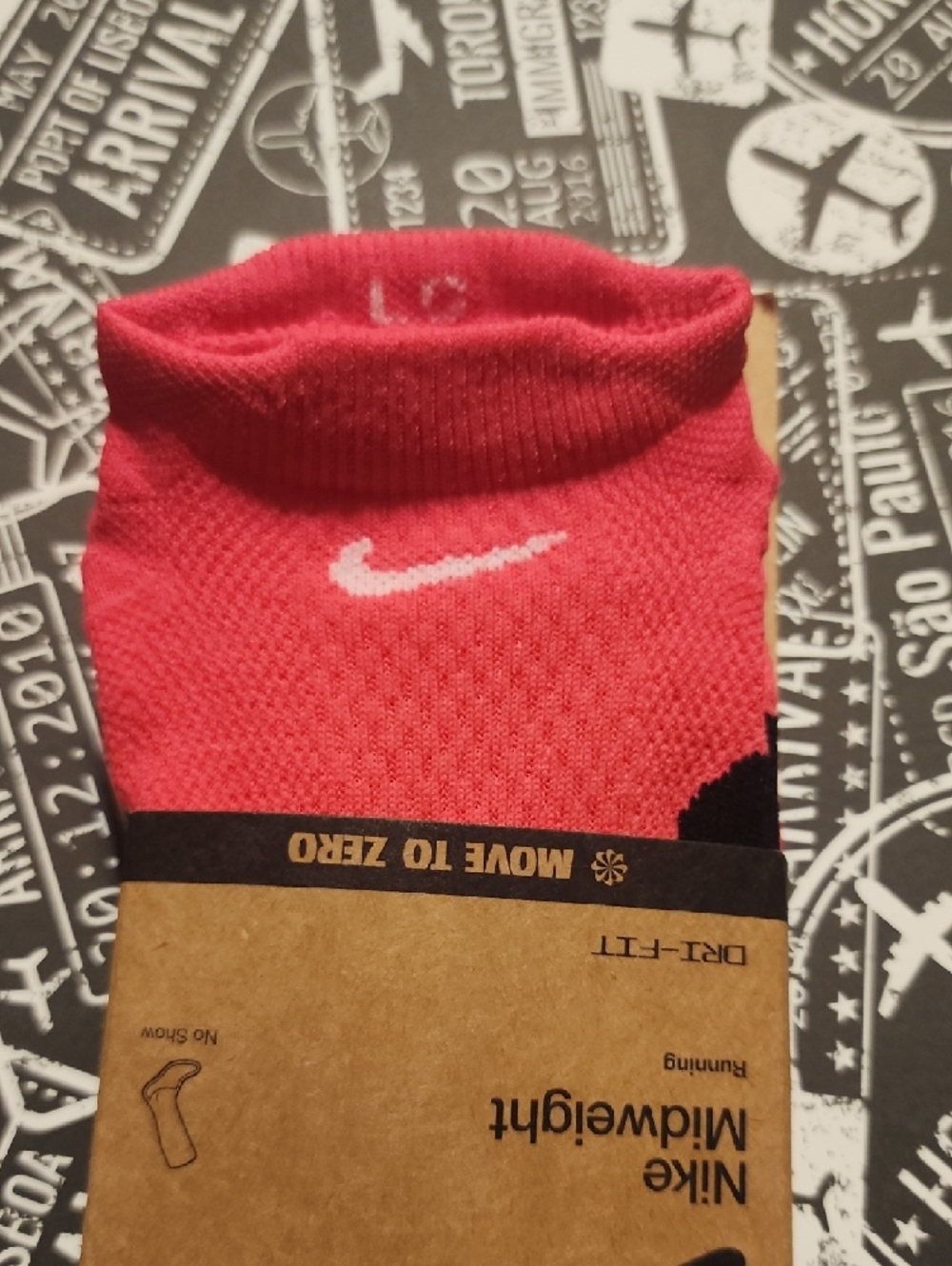 Nike Midweight No-Show Running Socks - Pink with Black Accent - Picture 2 of 5